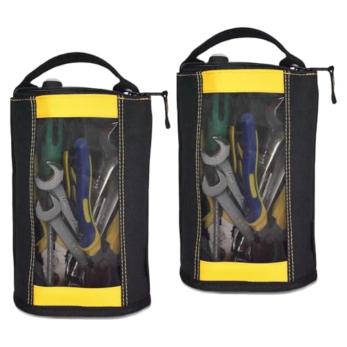 MELOTOUGH Canvas Zipper Tool Pouch Zipper Bag -Fastener bag with Mesh Window and Hanging Grommets 2 pack - color: Yellow color