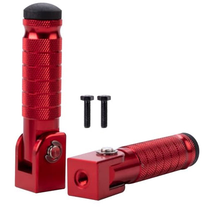 Motorcycle Foot Pegs, Foldable Footpegs Pedals 90° CNC Passenger Footrests Minibike M8 Install Bolts Fit for Dirt Bike Foot Pegs Yamah a, H0NDA, Su zuki, Aprili a Universal Folding Foot Pegs red - size: Foldable Red