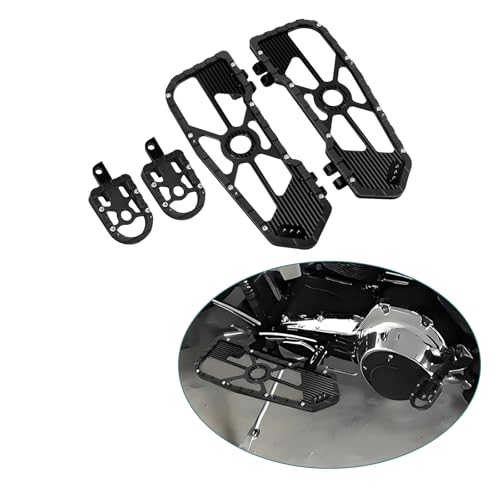 Motorcycle Front Rear Floorboard Footboard Fit For Harley Touring Road King Road Glide Street Glide Electra Glide Ultra Limited 1984-2025 (Black Front & Rear Floorboards Set) - color: Black Front & Rear Floorboards Set