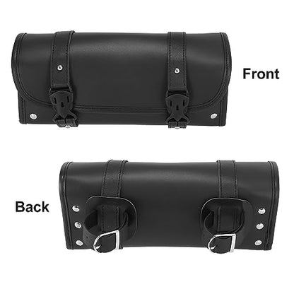 Motoforti Universal Motorcycle Fork Handlebar Tool Bag Cycling Bag Waterproof Faux Leather Black