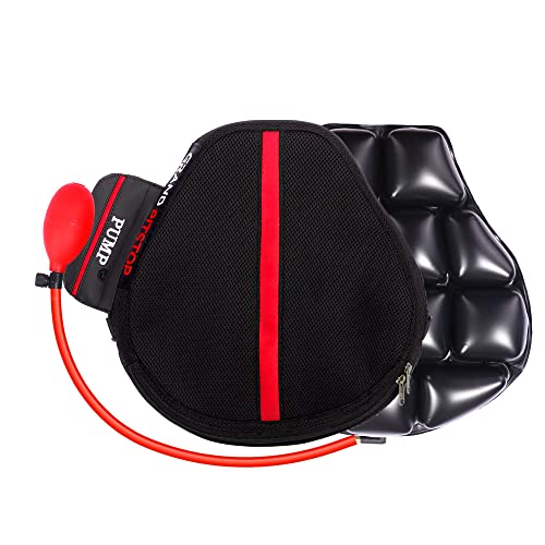 GRAND PITSTOP Motorcycle Air Seat Cushion, on The go inflate & Deflate, Pressure Relief Motorcycle Seat Pad, Shock Proof Comfortable for Motorbike Long Rides (Cruiser Premium with Air Pump) - color: Cruiser Premium With Pump