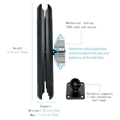 Double Socket Arm Compatible with RAM Mounts B Size 1" Ball Components for Bike/Motorcycle/ATV Phone Mount, Car Phone Mount, Car Dashboard Phone Holder, Black Long Arm - size: Long Arm-Black