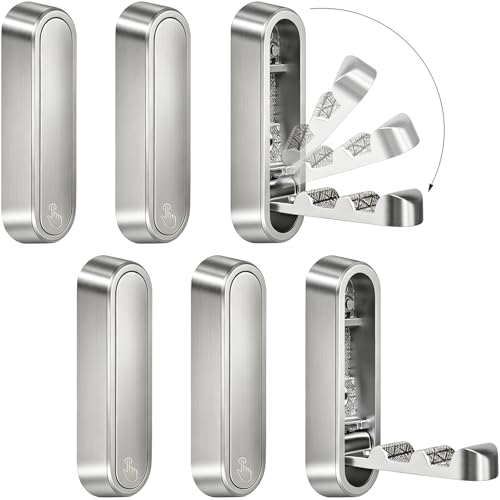 6PCS Foldable Wall Hooks, Zinc Alloy Flip Down Hooks, Retractable Wall Hooks for Bathroom, Entryway, Hanging Coats Hats Bags Keys (Silver) - color: Silver, size: 6 Hooks