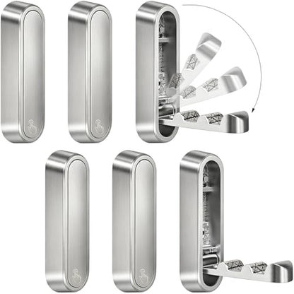 6PCS Foldable Wall Hooks, Zinc Alloy Flip Down Hooks, Retractable Wall Hooks for Bathroom, Entryway, Hanging Coats Hats Bags Keys (Silver) - color: Silver, size: 6 Hooks
