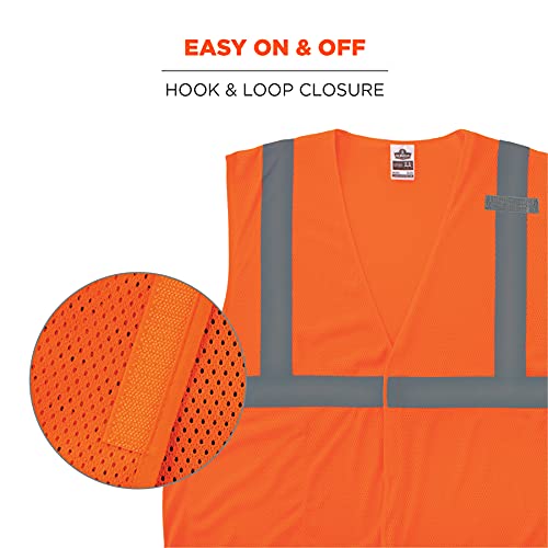 Ergodyne GloWear Economy High Visibility Reflective Safety Vest, Hook & Loop Closure - color: Orange, size: Large