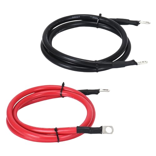 4 AWG Battery Cable 6FT 4 Gauge Pure Copper Battery Inverter Cables with 3/8 in Lugs Both Ends Power Inverter Wire Set for Automotive Solar Power Inverter Marine Boat RV Car Motorcycle (6FT) - color: 3/8", size: 6FT