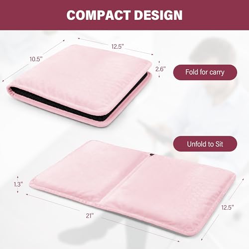 SPRING SEAON Large Gel Seat Cushion for Pressure Relief – Honeycomb Buffer Design with Extra Thick Filling, Anti-Slip Bottom, Perfect for Long Sitting, Travel, Airplane and Daily Comfort (Pink) - color: Pink