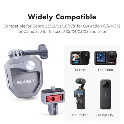 SEASKY M02 Motorcycle Windscreen Clamp Mount Motorbike Accessories for Gopro Hero 13 12 11 10 9 8 for DJI Action 5 4 3 2 OSMO 360 for insta360 X5 X4 X3 Ace Pro 2 Action Camera All Aluminum Metal