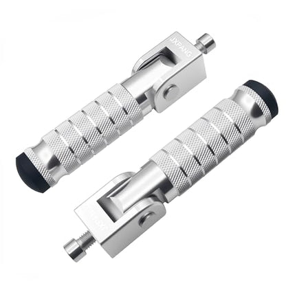 Universal Motorcycle Bicycle Folding Passenger Foot Pegs M8 Rearsets Rear Set Footrests Footpeg Foot Rest Peg Pedals For Bike Install Hole 8mm (Silver) - color: Silver