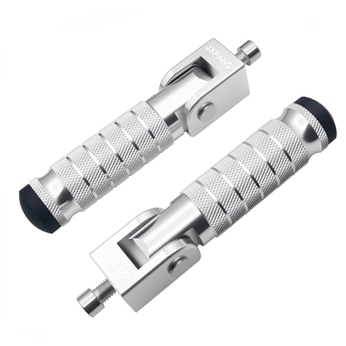 Universal Motorcycle Bicycle Folding Passenger Foot Pegs M8 Rearsets Rear Set Footrests Footpeg Foot Rest Peg Pedals For Bike Install Hole 8mm (Silver) - color: Silver