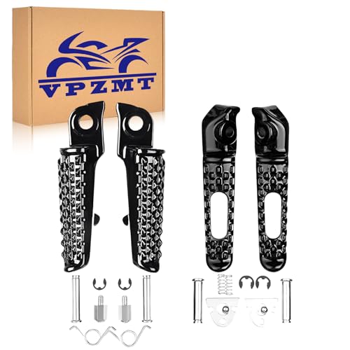 Front Rear Foot Pegs Footrests Pedals for Honda CBR1000RR 2004-2014, CBR600RR 2003-2023, CB1000R 2008-2014 Models (Front +Rear-Balck) - color: (front +Rear)-balck