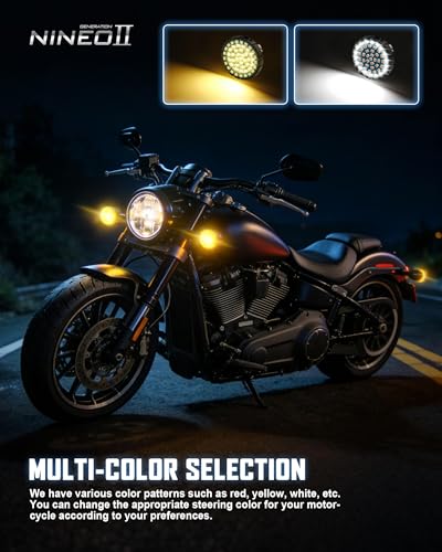 NINEO Motorcycle 1157 LED Turn Signals, 21White + 27Amber Bright Blinkers, As Original 2" Bullet Style Models, Front and Daytime Running Lights, Compatible for Most Family Motorcycle, Pack of 2 - size: 1157 21white + 27amber