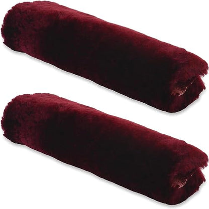Andalus Genuine Sheepskin Car Seat Belt Cover Pad – Soft Fuzzy, Comfy Fluffy Seatbelt Covers, Shoulder Pad Neck Cushion Protector, Car Accessories for Woman, Man, Girl (Grape Red, 2-Pack) - color: Grape Red