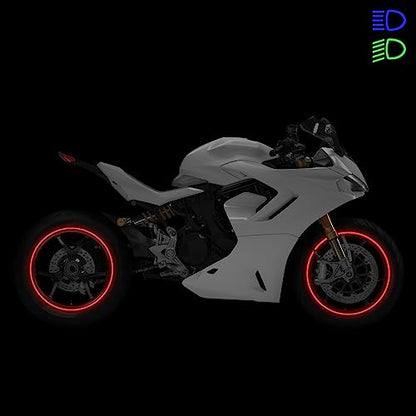 SlickMod - 17" Rim Size Motorcycle Reflective Wheel Stripes Kit - 2 Wheels/Rims Coverage Premium Stickers Pack - High Visibility (4. Red) - color: 4. Red