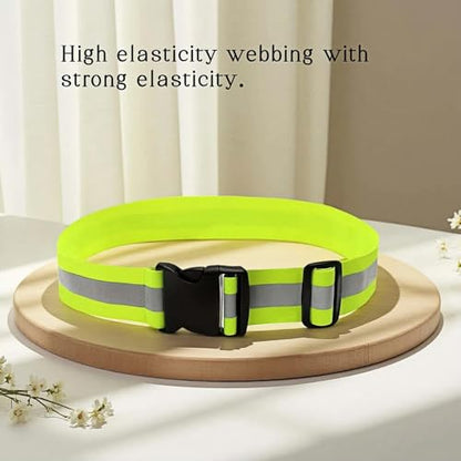 Reflective Safety Belt - Adjustable Military-Grade Elastic Strap for Running, Cycling, Motorcycle | High-Visibility Lime Green | Day & Night Protection (26"-50" Waist)