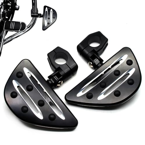 MZS 1.25" Highway Pegs, Motorcycle Highway Foot Pegs Short Adjustable CNC Aluminum Compatible with Road Glide King Softail Electra Street Glide Sportster Vulcan Chief Boulevard for 1 1/4 Engine Guard - color: Black, size: Short Mounting 4