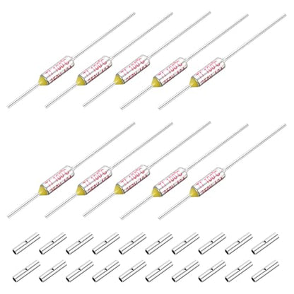 MECCANIXITY 10 Pcs Metal Temperature Thermal Fuse SF100 100C 212F 10A 250V Cutoff Thermal Fuse with 20 Pcs BN1.25 Bare Terminal Butt Connector - style: SF100