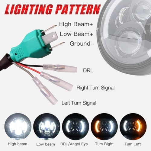 7 inch LED Round Motorcycle Headlight DOT Approved with Housing Bucket Turning Signals DRL Mount Bracket Projector Hi/Low Beam 7" Headlight for H-arley Davidson dyna Honda Suzuki Yamaha - size: 7in Motorcycle Headlight with L/R Turn Signals