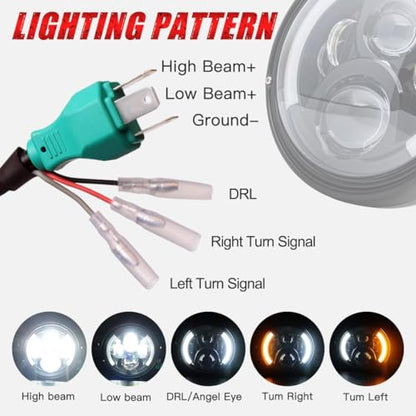 7 inch LED Round Motorcycle Headlight DOT Approved with Housing Bucket Turning Signals DRL Mount Bracket Projector Hi/Low Beam 7" Headlight for H-arley Davidson dyna Honda Suzuki Yamaha - size: 7in Motorcycle Headlight with L/R Turn Signals
