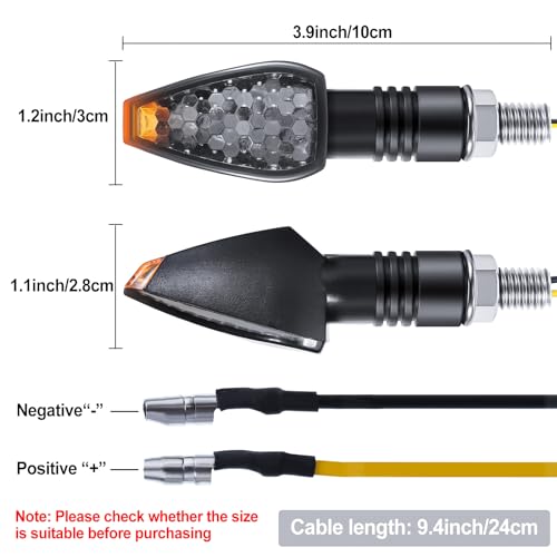 Frienda 4pcs Motorcycle Turn Signals 14 LED 12v Lights Indicators Motorbike LED Blinker Bright Flowing Amber Lamp Stalk Arrow Front Rear Lights