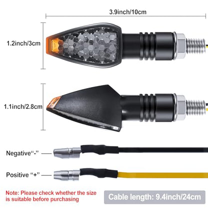 Frienda 4pcs Motorcycle Turn Signals 14 LED 12v Lights Indicators Motorbike LED Blinker Bright Flowing Amber Lamp Stalk Arrow Front Rear Lights