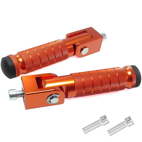 M8 Universal CNC Motorcycle Foot Pegs Degree Foldable Bike Pegs Aluminum Fit Electric Car Motorbike Scooter Mini Bike Ebike Dirt Bike Go Kart Honda Yamaha Suzuki Aprilia Super73 (Orange, Type A) - color: Orange, size: Type A