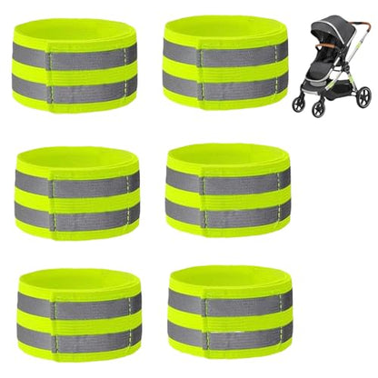 6-Pack Elastic Reflective Bands for Strollers, High Visibility Safety Reflectors with Adjustable for Night Walking, Running, Cycling, Baby Gear