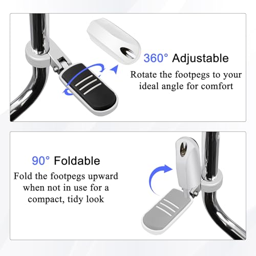 1.25" (32mm) Adjustable Highway Foot Pegs w/Mounting P-Clamps for Harley Davidson Touring Street Glide/Road Glide/Electra Glide/Road King Motorcycle with 1-1/4" Crash Bar,CHROME#1