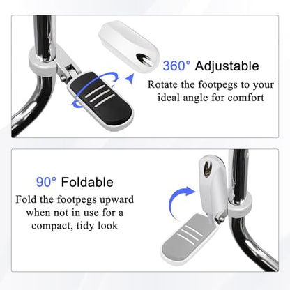 1.25" (32mm) Adjustable Highway Foot Pegs w/Mounting P-Clamps for Harley Davidson Touring Street Glide/Road Glide/Electra Glide/Road King Motorcycle with 1-1/4" Crash Bar,CHROME#1