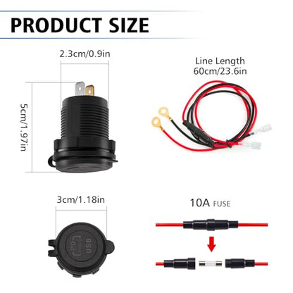 Dual Motorcycle USB Quick Charger Adapter for Sur Ron Light Bee X and S Segway X160 X260, Waterproof Motorcylce USB Charger Socket with Sealiing Caps for All Phone, Tablet, GPS ﻿
