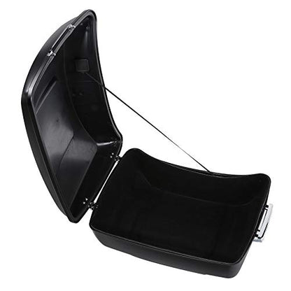 TCMT King Motorcycle Trunk Box Fits For Harley 2014-2025 Touring CVO Road King Road Glide Street Glide Electra Glide Matte Black Chrome Latches(No Speaker Holes) Pack - color: Matte Black Chrome Latches(No Speaker Holes)