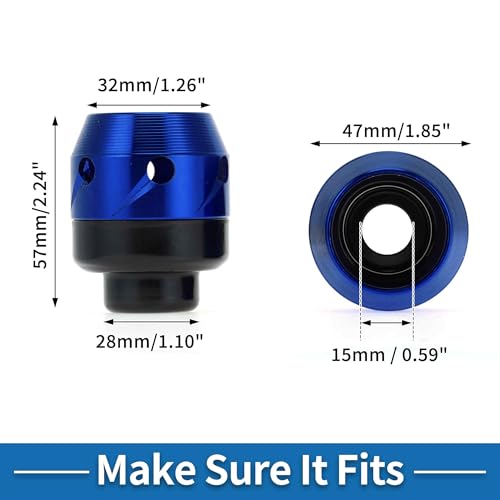 Motorcycle Front Fork Frame Sliders Falling Protection Wheel Crash Protector Scooter Moped Aluminum Alloy Blue 2 Pcs - color: Blue