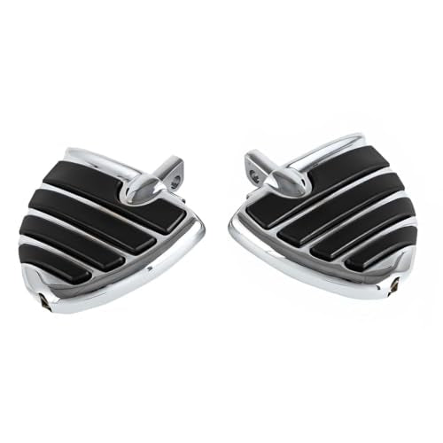 Motorcycle Wing Footpegs Foot Pegs Fit for Harley Touring Road Glide Street Glide Softail Dyna V-Rod Cruiser Wing Fat Bob Yamaha Honda Kawasaki Suzuki (Chrome#50) - color: Chrome#50