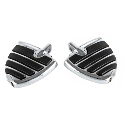 Motorcycle Wing Footpegs Foot Pegs Fit for Harley Touring Road Glide Street Glide Softail Dyna V-Rod Cruiser Wing Fat Bob Yamaha Honda Kawasaki Suzuki (Chrome#50) - color: Chrome#50