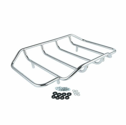 TCMT Chopped Motorcycle Trunk Box Backrest Mounting Luggage Rack Fit For Harley Touring 1997-2008 Road King Road Street Electra Glide Pack - color: Set B3 Chrome Latches#Chrome Rack