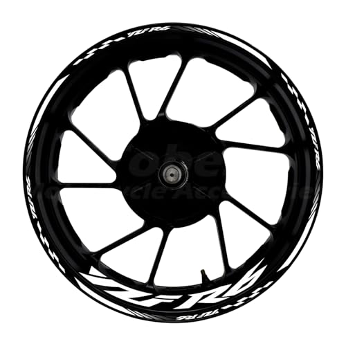 Awonderful 17"Wheel Rim Stickers For Yamaha YZF R6 1998-2016,White | Reflective Vinyl Wheel Stripe Kit. Waterproof, Self-Adhesive Decals, Decorate Motorcycle Wheel Rims, Easy to Paste - color: White