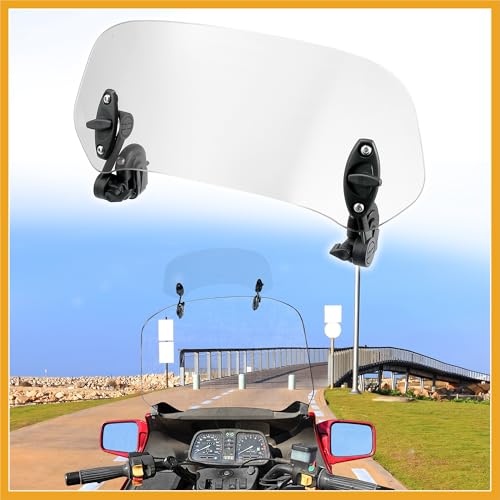 28.5cm Motorcycle Windshield Motorcycle Wind Deflector Clear Lens Adjustable Clip Windshield Extension Universal Fit for Most Motorcycle Scooter Replacement