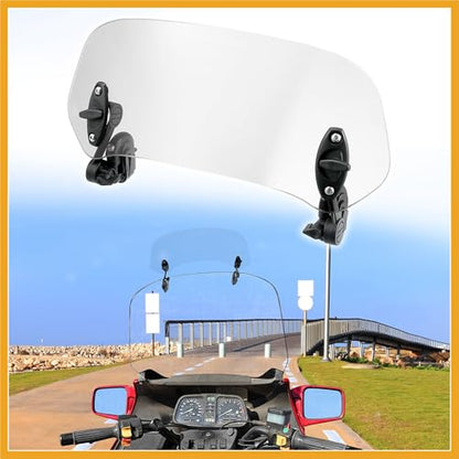 28.5cm Motorcycle Windshield Motorcycle Wind Deflector Clear Lens Adjustable Clip Windshield Extension Universal Fit for Most Motorcycle Scooter Replacement