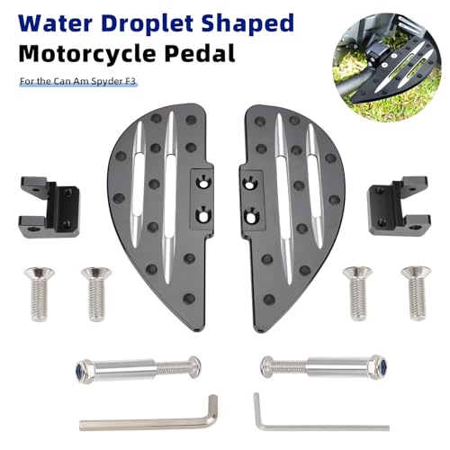 Motorcycle Front Footpegs Rider Footboard for Can Am Spyder F3/F3-S/F3-T 2015+, Anti-Slip Wide Foot Pegs Footrest Driver Floorboards Motorbike Highway Footboard Accessories (Drop Shaped-Front) - style: Drop Shaped-Front