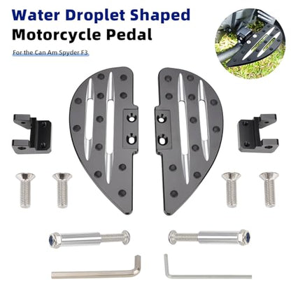 Motorcycle Front Footpegs Rider Footboard for Can Am Spyder F3/F3-S/F3-T 2015+, Anti-Slip Wide Foot Pegs Footrest Driver Floorboards Motorbike Highway Footboard Accessories (Drop Shaped-Front) - style: Drop Shaped-Front