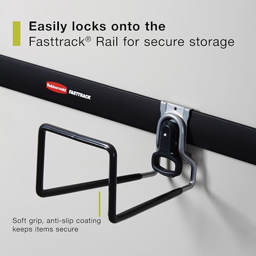 Rubbermaid Garage FastTrack Hose Hook Satin Nickel Wall Mounted Storage System Holds up to 50 pounds for Home/Garage - size: 1 Count (Pack of 1), style: Hose Hook