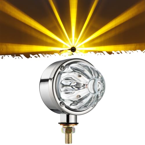 Partsam 1x Glass Watermelon Light Single-Face Amber LED Turn Signal Marker Light, Zinc Alloy Housing Clear Lens Post Mount for Peterbilt Freightliner Semi Truck Trailer, 12V - color: ClearLensAmberLights