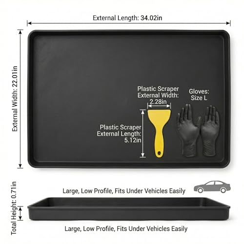 Silicone Oil drip Tray for Under car, One-Piece Molded, Easy to Clean, Lay-Flat Design for Classic Cars, DIY Maintenance, Daily Drip Control and Small Equipment (Black) - color: black