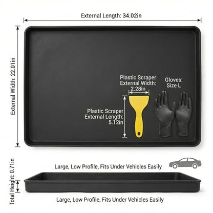 Silicone Oil drip Tray for Under car, One-Piece Molded, Easy to Clean, Lay-Flat Design for Classic Cars, DIY Maintenance, Daily Drip Control and Small Equipment (Black) - color: black