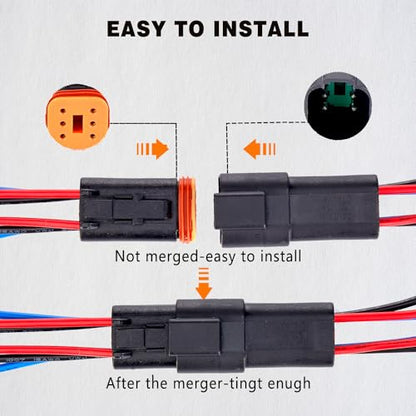6 Pin Waterproof Connector,6 Wire Electrical Car Auto Connector,With 20CM 16AWG Long Male Female Plug Quick Disconnect Wire Connectors for Car Truck Motorcycle Marine Boat(3 Pairs Black) - size: DT 6P