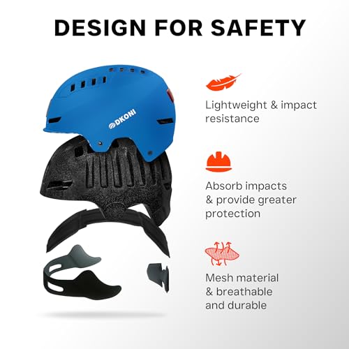DKONI Bike Helmet with LED Lights Bicycle Helmets Commuter Cycling Helmet USB Rechargeable Front & Back LED Light Helmet for Adult Men Women - color: Blue, size: Large: 22-24 inch (56-61cm)