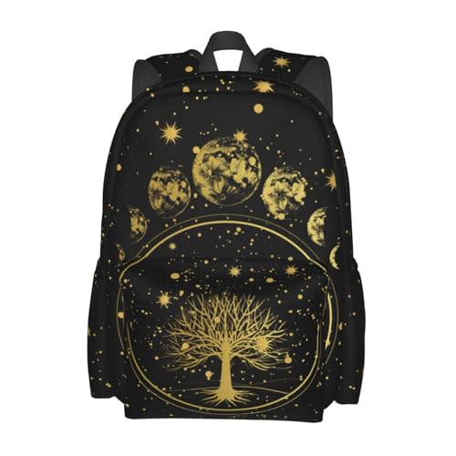 Tree Sun and Moon Phase Backpack Bookbag Laptop Backpacks Multipurpose Daypack for Boys Girls School Men Women Travel Hiking - color: Tree Moon Phase