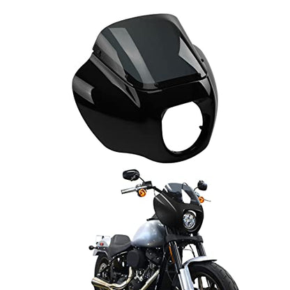 TCMT Motorcycle Headlight Quarter Fairing with Windshield and Bracket Mount Kit Fit for Harley 2020-2024 Softail Standard 2018-2020 Low Rider 2018-2020 Street Bob Vivid Black - color: Headlight Fairing&Bracket