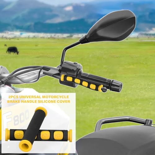 2Pcs Universal Motorcycle Brake Lever Cover Handle Silicone Sleeve Motorbike Bicycle Handles Grips Protection Accessories - color: yellow
