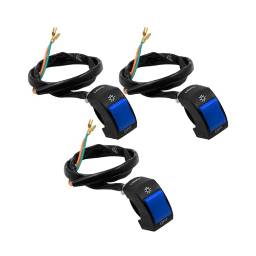 Zpana 3PCS Motorcycle Handlebar Switch, 7/8 Inch 22 mm Motorcycle On/Off Toggle Switch with Push Button, Waterproof Motorbike Replacement Accessories, Universal for Scooter Electrombile ATV (Blue) - color: Blue